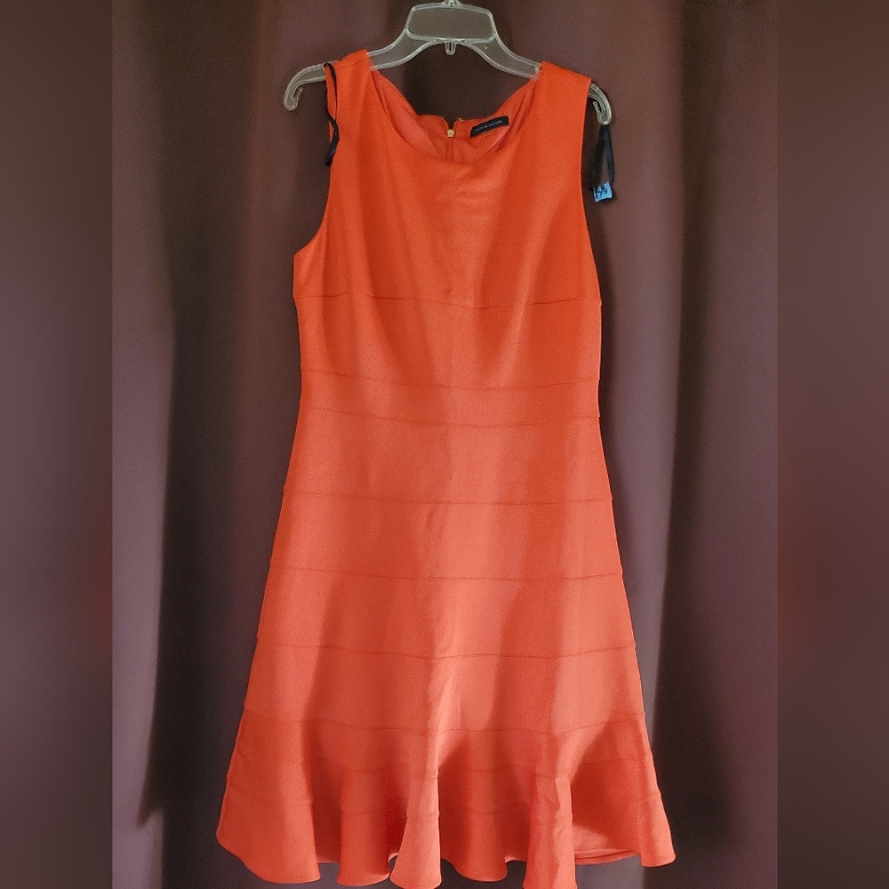 Womens Tommy Hilfiger Orange Fit & Flare A Line Career Dress Size 6 Zipper